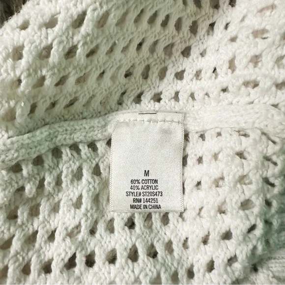 Francesca’s Harper Heritage White Open Knit Cardigan Sweater Womens Size M - Picture 7 of 7